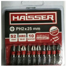 Набір біт PH2 х 25мм (пак. 10шт) магнітні ТМ "HAISSER" арт.2712701