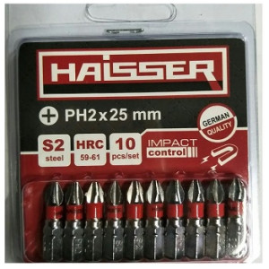 Набір біт PH2 х 25мм (пак. 10шт) магнітні ТМ "HAISSER" арт.2712701