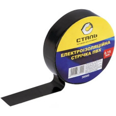 Стрічка електроізоляційна 0,15х17мм х 10м ПВХ чорна ТМ "СТАЛЬ" арт.38000