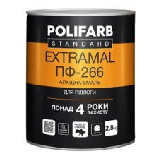 Емаль алкідна для підлоги "ExtraMal ПФ-266" (Червоно-коричнева) ТМ "POLIFARB" 2,8кг