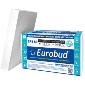 Пінопласт "ЕРS-50" 100х1000х1000мм ТМ "EUROBUD" (пак. 0,6м³ / 6 шт)