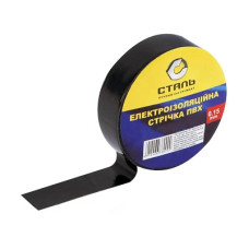 Стрічка електроізоляційна 0,15х17мм х 25м ПВХ чорна ТМ "СТАЛЬ" арт.38002