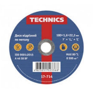 Диск по металу Ø180х1,6х22,2мм відрізний ТМ "TECHNICS"