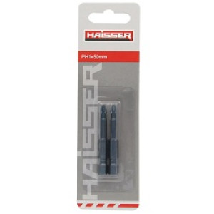 Біти PH1 х 50мм 1/4" магнітні (пак. 2шт) в блістері ТМ "HAISSER" арт.2715508