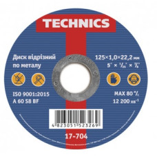 Диск по металу Ø125х1,0х22,2мм відрізний ТМ "TECHNICS"