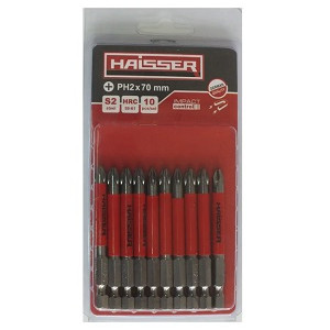 Набір біт PH2 х 70мм (пак. 10шт) магнітні ТМ "HAISSER" арт.2712705